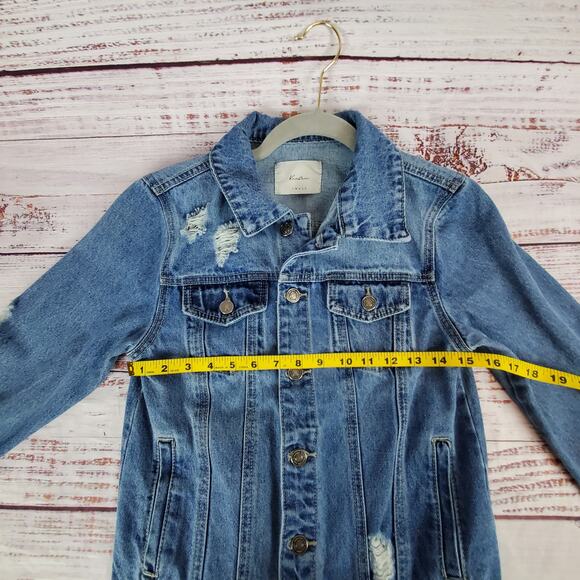 Kancan Henney Classic Trucker Jacket S Distressed Jean Denim Grunge Emo Gorpcore - Picture 10 of 13